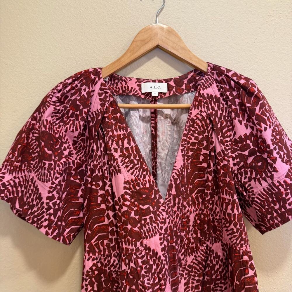 ALC Pink Floral Cotton Mini Dress 4 - Picture 12 of 14